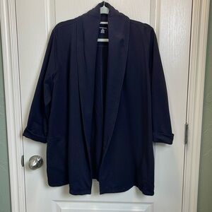 EUC Lands End Navy Blue Knit Cardigan 3/4 sleeves Sz 1X 16W-18W